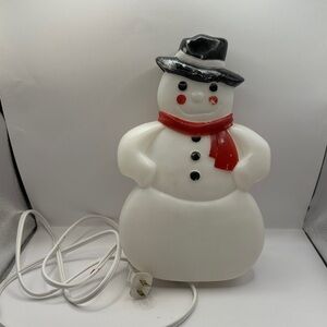 Small vintage snowman blow mold with working electrical